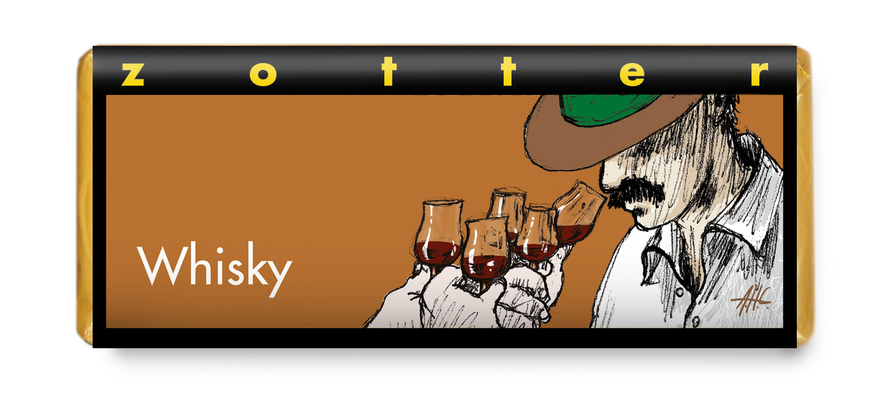 Whisky, handgeschöpft Dunkle Schokolade 70 %