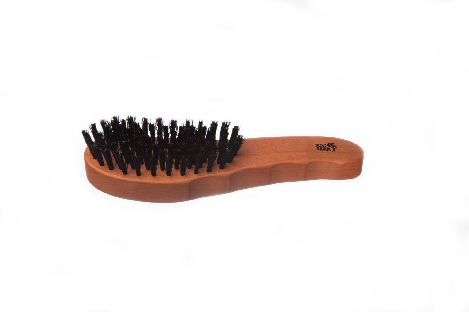 Haarpflegebürste, ergonomisch, Birnbaum, harte Wildschweinborste, 7-reihig, 19,5cm