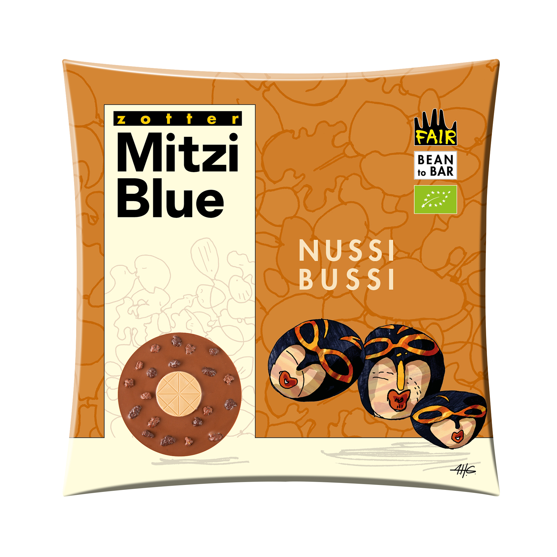 Mitzi Blue - Nussi Bussi, Haselnussnougat + Cashewnougat + Nüsse