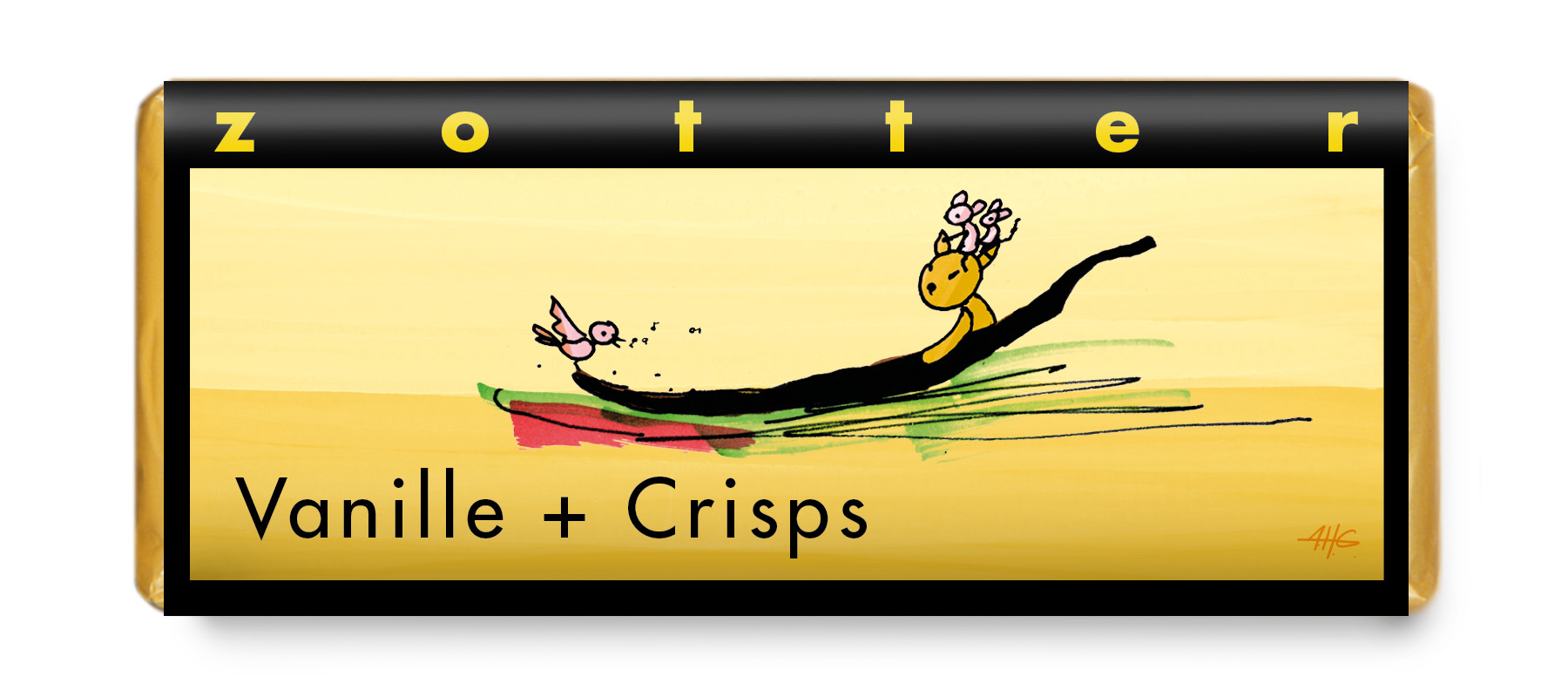 Vanille + Crisps , handgeschöpft Milchschokolade 40 %